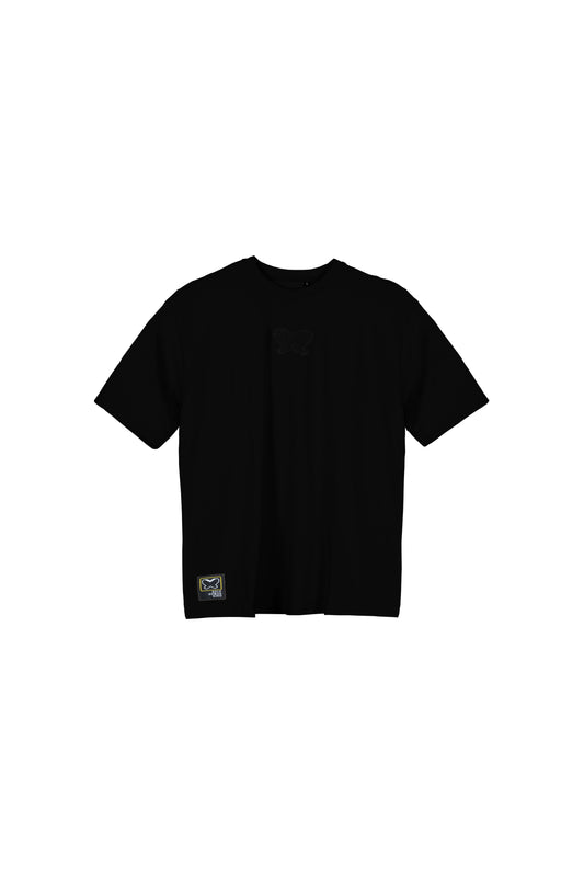 T-shirt in tessuto cotone oversize - Nero - papilioforpeople